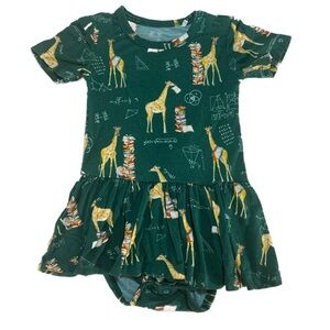 Posh Peanut Stanley Back To School Giraffe S/S Twirl Bodysuit 6-12M